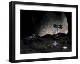 Artist's Concept of a Mining Settlement on the Double Asteroid 90 Antiope-Stocktrek Images-Framed Premium Photographic Print