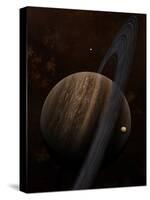 Artist's Concept of a Ringed Gas Giant and its Moons-Stocktrek Images-Stretched Canvas