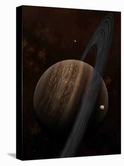 Artist's Concept of a Ringed Gas Giant and its Moons-Stocktrek Images-Stretched Canvas