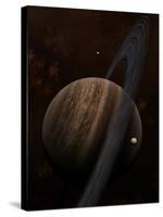 Artist's Concept of a Ringed Gas Giant and its Moons-Stocktrek Images-Stretched Canvas