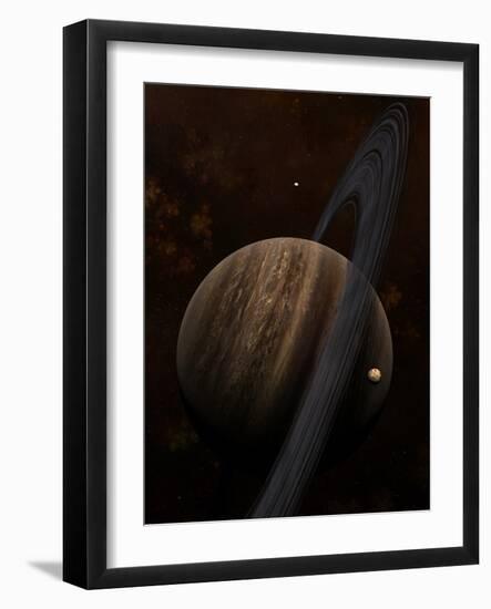 Artist's Concept of a Ringed Gas Giant and its Moons-Stocktrek Images-Framed Photographic Print