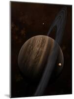 Artist's Concept of a Ringed Gas Giant and its Moons-Stocktrek Images-Mounted Photographic Print