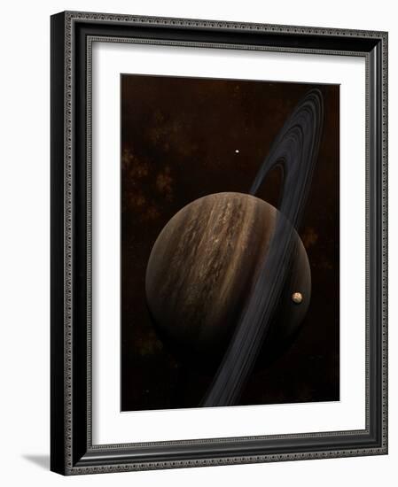 Artist's Concept of a Ringed Gas Giant and its Moons-Stocktrek Images-Framed Photographic Print