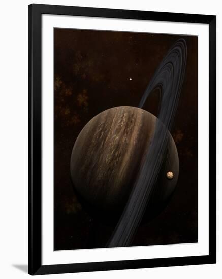 Artist's Concept of a Ringed Gas Giant and its Moons-Stocktrek Images-Framed Photographic Print