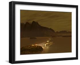 Artist's Concept of a Robotic Probe Exploring a Frigid Ethane Lake on Titan-Stocktrek Images-Framed Photographic Print