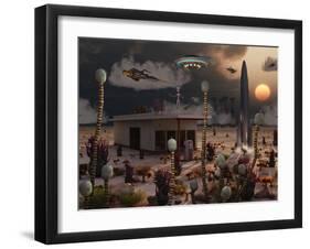 Artist's Concept of a Science Fiction Alien Landscape-Stocktrek Images-Framed Photographic Print