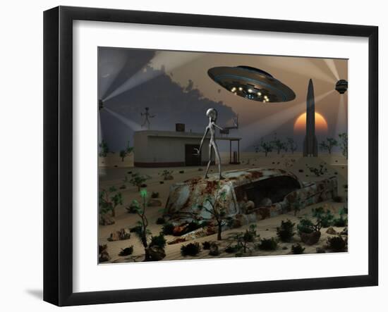 Artist's Concept of a Science Fiction Alien Landscape-Stocktrek Images-Framed Photographic Print