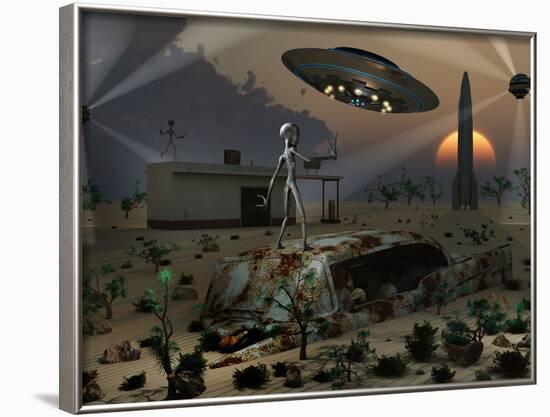 Artist's Concept of a Science Fiction Alien Landscape-Stocktrek Images-Framed Photographic Print