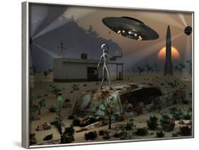 Artist's Concept of a Science Fiction Alien Landscape-Stocktrek Images-Framed Photographic Print