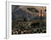 Artist's Concept of a Science Fiction Alien Landscape-Stocktrek Images-Framed Photographic Print