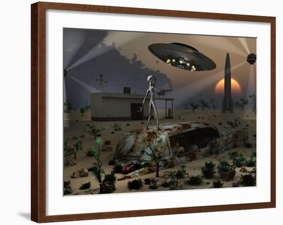 Artist's Concept of a Science Fiction Alien Landscape-Stocktrek Images-Framed Photographic Print