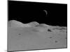 Artist's Concept of a View across the Surface of the Moon Towards Earth in the Distance-Stocktrek Images-Mounted Photographic Print