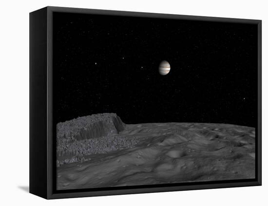 Artist's Concept of a View across the Surface of Themisto Towards Jupiter and its Moons-Stocktrek Images-Framed Stretched Canvas