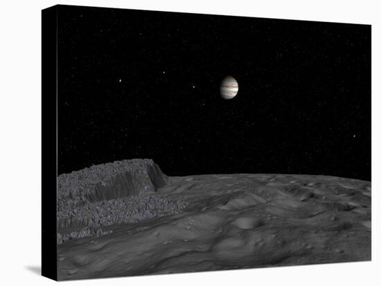 Artist's Concept of a View across the Surface of Themisto Towards Jupiter and its Moons-Stocktrek Images-Stretched Canvas