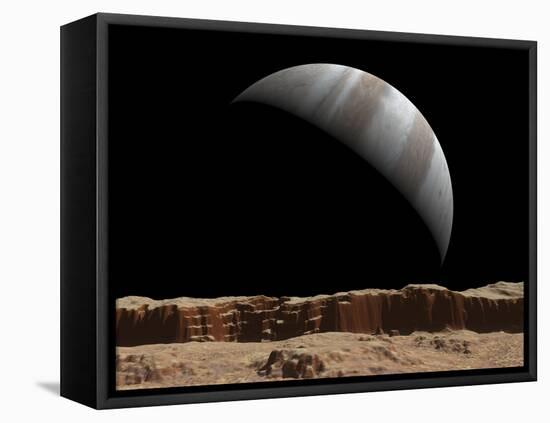 Artist's Concept of a View Towards Jupiter across the Surface of Io-Stocktrek Images-Framed Stretched Canvas