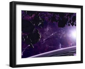 Artist's Concept of an Asteroid Field Against a Celestial Background-Stocktrek Images-Framed Premium Photographic Print