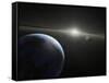 Artist's Concept of an Astroid Belt Photograph - Outer Space-Lantern Press-Framed Stretched Canvas