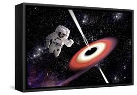 Artist's Concept of an Astronaut Falling Towards a Black Hole in Outer Space-Stocktrek Images-Framed Stretched Canvas