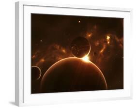 Artist's Concept of an Extraterrestrial World and its Various Moons-Stocktrek Images-Framed Photographic Print