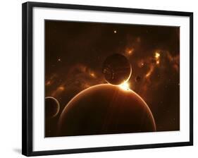 Artist's Concept of an Extraterrestrial World and its Various Moons-Stocktrek Images-Framed Photographic Print