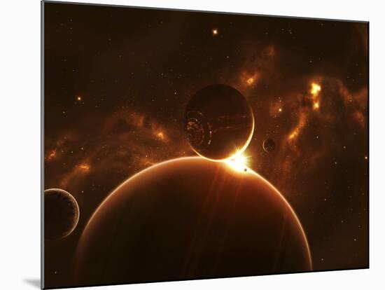 Artist's Concept of an Extraterrestrial World and its Various Moons-Stocktrek Images-Mounted Photographic Print