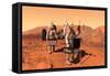 Artist's Concept of Astronauts Setting Up Weather Monitoring Equipment on Mars-null-Framed Stretched Canvas