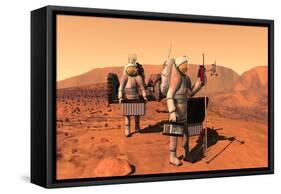 Artist's Concept of Astronauts Setting Up Weather Monitoring Equipment on Mars-null-Framed Stretched Canvas