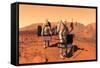 Artist's Concept of Astronauts Setting Up Weather Monitoring Equipment on Mars-null-Framed Stretched Canvas