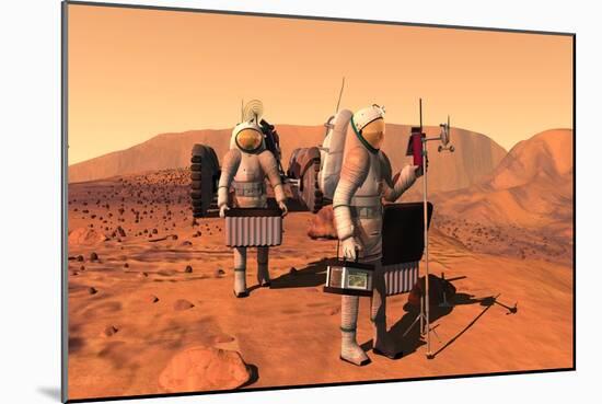 Artist's Concept of Astronauts Setting Up Weather Monitoring Equipment on Mars-null-Mounted Premium Giclee Print