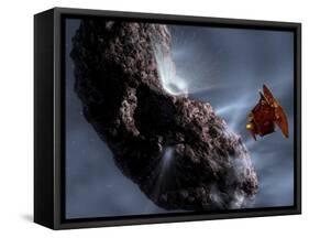 Artist's Concept of Deep Impact's Encounter with Comet Tempel 1-Stocktrek Images-Framed Stretched Canvas