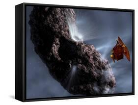 Artist's Concept of Deep Impact's Encounter with Comet Tempel 1-Stocktrek Images-Framed Stretched Canvas