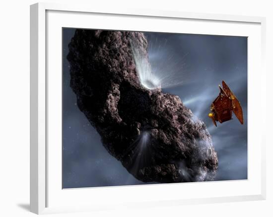 Artist's Concept of Deep Impact's Encounter with Comet Tempel 1-Stocktrek Images-Framed Photographic Print