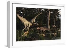 Artist's Concept of Fauna That Was Dominant in the Early Cretaceous Period-Stocktrek Images-Framed Art Print