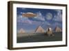 Artist's Concept of Grey Aliens Helping the Egyptians Build the Pyramids-Stocktrek Images-Framed Art Print