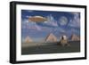 Artist's Concept of Grey Aliens Helping the Egyptians Build the Pyramids-Stocktrek Images-Framed Art Print