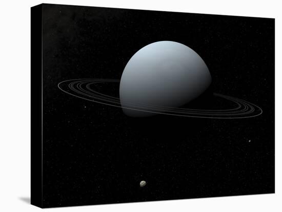 Artist's Concept of How Uranus and its Tiny Moon Puck-Stocktrek Images-Stretched Canvas