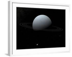 Artist's Concept of How Uranus and its Tiny Moon Puck-Stocktrek Images-Framed Photographic Print