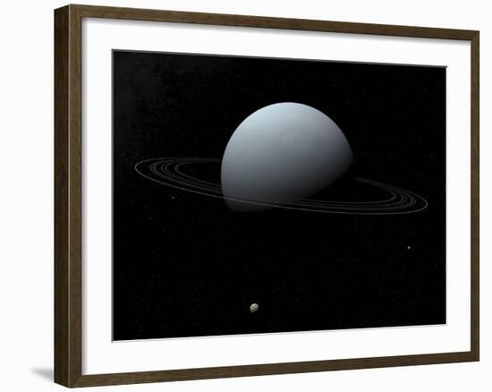 Artist's Concept of How Uranus and its Tiny Moon Puck-Stocktrek Images-Framed Photographic Print