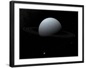 Artist's Concept of How Uranus and its Tiny Moon Puck-Stocktrek Images-Framed Photographic Print