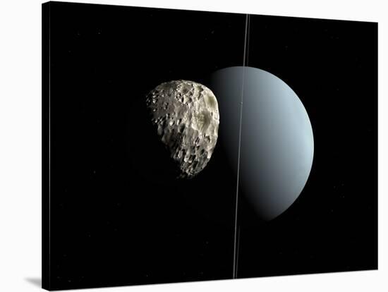 Artist's Concept of How Uranus and its Tiny Moon Puck-Stocktrek Images-Stretched Canvas
