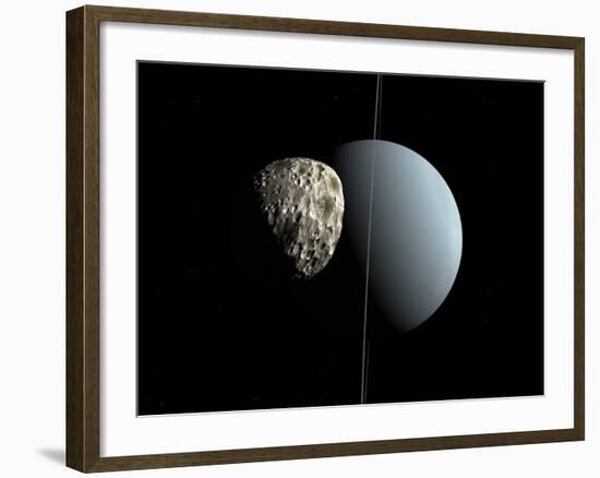 Artist's Concept of How Uranus and its Tiny Moon Puck-Stocktrek Images-Framed Photographic Print