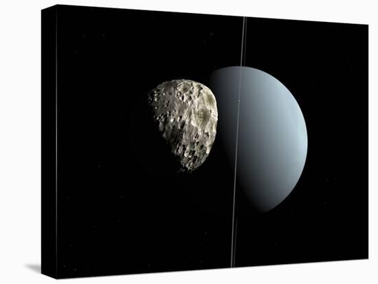 Artist's Concept of How Uranus and its Tiny Moon Puck-Stocktrek Images-Stretched Canvas