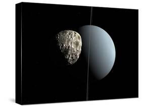 Artist's Concept of How Uranus and its Tiny Moon Puck-Stocktrek Images-Stretched Canvas