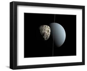 Artist's Concept of How Uranus and its Tiny Moon Puck-Stocktrek Images-Framed Photographic Print