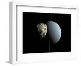 Artist's Concept of How Uranus and its Tiny Moon Puck-Stocktrek Images-Framed Photographic Print