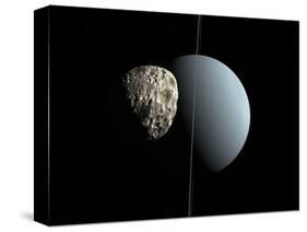 Artist's Concept of How Uranus and its Tiny Moon Puck-Stocktrek Images-Stretched Canvas