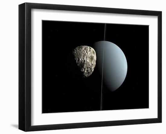 Artist's Concept of How Uranus and its Tiny Moon Puck-Stocktrek Images-Framed Premium Photographic Print