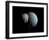 Artist's Concept of How Uranus and its Tiny Moon Puck-Stocktrek Images-Framed Premium Photographic Print
