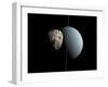 Artist's Concept of How Uranus and its Tiny Moon Puck-Stocktrek Images-Framed Premium Photographic Print