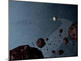 Artist's Concept of Jovian Trojans Asteroids-null-Mounted Art Print